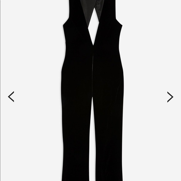TopShop Plunging Neckline Velvet Jumpsuit - Picture 2 of 4